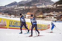 05.01.2023, Val di Fiemme, Italy (ITA): Kevin Bolger (USA), Gus Schumacher (USA), (l-r)  - FIS world cup cross-country, tour de ski, training, Val di Fiemme (ITA). www.nordicfocus.com. © Barbieri/NordicFocus. Every downloaded picture is fee-liable.
