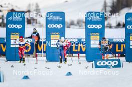 21.01.2023, Livigno, Italy (ITA): Janik Riebli (SUI), Lucas Chanavat (FRA), James Clugnet (GBR), (l-r)  - FIS world cup cross-country, individual sprint, Livigno (ITA). www.nordicfocus.com. © Modica/NordicFocus. Every downloaded picture is fee-liable.