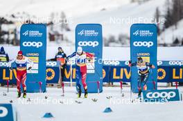 21.01.2023, Livigno, Italy (ITA): Janik Riebli (SUI), Lucas Chanavat (FRA), James Clugnet (GBR), (l-r)  - FIS world cup cross-country, individual sprint, Livigno (ITA). www.nordicfocus.com. © Modica/NordicFocus. Every downloaded picture is fee-liable.