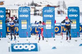 21.01.2023, Livigno, Italy (ITA): Kevin Bolger (USA), Renaud Jay (FRA), Jan Stoelben (GER), (l-r)  - FIS world cup cross-country, individual sprint, Livigno (ITA). www.nordicfocus.com. © Modica/NordicFocus. Every downloaded picture is fee-liable.