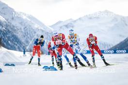 21.01.2023, Livigno, Italy (ITA): Johannes Hoesflot Klaebo (NOR), Gustav Aflodal (SWE), (l-r)  - FIS world cup cross-country, individual sprint, Livigno (ITA). www.nordicfocus.com. © Modica/NordicFocus. Every downloaded picture is fee-liable.