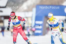 21.01.2023, Livigno, Italy (ITA): Hanne Wilberg Rofstad (NOR), Maja Dahlqvist (SWE), (l-r)  - FIS world cup cross-country, individual sprint, Livigno (ITA). www.nordicfocus.com. © Modica/NordicFocus. Every downloaded picture is fee-liable.