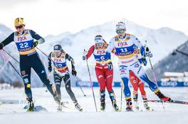 21.01.2023, Livigno, Italy (ITA): Coletta Rydzek (GER), Caterina Ganz (ITA), Julie Myhre (NOR), Johanna Hagstroem (SWE), (l-r)  - FIS world cup cross-country, individual sprint, Livigno (ITA). www.nordicfocus.com. © Modica/NordicFocus. Every downloaded picture is fee-liable.