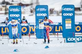 21.01.2023, Livigno, Italy (ITA): Edvin Anger (SWE), Richard Jouve (FRA), (l-r)  - FIS world cup cross-country, individual sprint, Livigno (ITA). www.nordicfocus.com. © Modica/NordicFocus. Every downloaded picture is fee-liable.