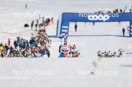 22.01.2023, Livigno, Italy (ITA): Federico Pellegrino (ITA), Richard Jouve (FRA), Valerio Grond (SUI), (l-r)  - FIS world cup cross-country, team sprint, Livigno (ITA). www.nordicfocus.com. © Modica/NordicFocus. Every downloaded picture is fee-liable.
