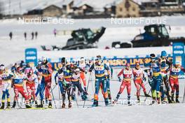 22.01.2023, Livigno, Italy (ITA): Olof Jonsson (SWE), Lucas Chanavat (FRA), Federico Pellegrino (ITA), James Clugnet (GBR), Miha Simenc (SLO), Sindre Bjoernestad Skar (NOR), (l-r)  - FIS world cup cross-country, team sprint, Livigno (ITA). www.nordicfocus.com. © Modica/NordicFocus. Every downloaded picture is fee-liable.