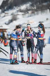22.01.2023, Livigno, Italy (ITA): Alayna Sonnesyn (USA), Lauren Jortberg (USA), Julia Kern (USA), Rosie Brennan (USA), (l-r)  - FIS world cup cross-country, team sprint, Livigno (ITA). www.nordicfocus.com. © Modica/NordicFocus. Every downloaded picture is fee-liable.