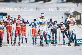 22.01.2023, Livigno, Italy (ITA): Haavard Solaas Taugboel (NOR), Edvin Anger (SWE), Marcus Grate (SWE), (l-r)  - FIS world cup cross-country, team sprint, Livigno (ITA). www.nordicfocus.com. © Modica/NordicFocus. Every downloaded picture is fee-liable.