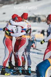22.01.2023, Livigno, Italy (ITA): Janik Riebli (SUI), Valerio Grond (SUI), Erwan Kaeser (SUI), (l-r)  - FIS world cup cross-country, team sprint, Livigno (ITA). www.nordicfocus.com. © Modica/NordicFocus. Every downloaded picture is fee-liable.