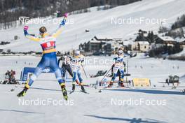22.01.2023, Livigno, Italy (ITA): Linn Svahn (SWE), Julia Kern (USA), Maja Dahlqvist (SWE), Jonna Sundling (SWE), (l-r)  - FIS world cup cross-country, team sprint, Livigno (ITA). www.nordicfocus.com. © Modica/NordicFocus. Every downloaded picture is fee-liable.