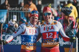 22.01.2023, Livigno, Italy (ITA): Roman Furger (SUI), Erwan Kaeser (SUI), (l-r)  - FIS world cup cross-country, team sprint, Livigno (ITA). www.nordicfocus.com. © Modica/NordicFocus. Every downloaded picture is fee-liable.