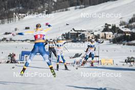 22.01.2023, Livigno, Italy (ITA): Linn Svahn (SWE), Julia Kern (USA), Maja Dahlqvist (SWE), Jonna Sundling (SWE), (l-r)  - FIS world cup cross-country, team sprint, Livigno (ITA). www.nordicfocus.com. © Modica/NordicFocus. Every downloaded picture is fee-liable.