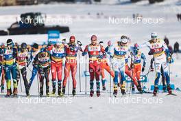 22.01.2023, Livigno, Italy (ITA): Miha Simenc (SLO), Davide Graz (ITA), Simone Mocellini (ITA), Sindre Bjoernestad Skar (NOR), Janik Riebli (SUI), Haavard Solaas Taugboel (NOR), Edvin Anger (SWE), Marcus Grate (SWE), (l-r)  - FIS world cup cross-country, team sprint, Livigno (ITA). www.nordicfocus.com. © Modica/NordicFocus. Every downloaded picture is fee-liable.