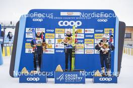 27.01.2023, Les Rousses, France (FRA): Delphine Claudel (FRA), Ebba Andersson (SWE), Jessie Diggins (USA), (l-r) - FIS world cup cross-country, 10km, Les Rousses (FRA). www.nordicfocus.com. © Thibaut/NordicFocus. Every downloaded picture is fee-liable.