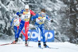 27.01.2023, Les Rousses, France (FRA): Victor Lovera (FRA), Remi Lindholm (FIN), (l-r)  - FIS world cup cross-country, 10km, Les Rousses (FRA). www.nordicfocus.com. © Authamayou/NordicFocus. Every downloaded picture is fee-liable.