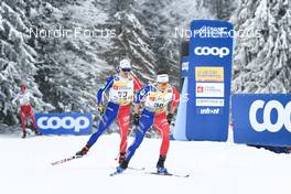27.01.2023, Les Rousses, France (FRA): Renaud Jay (FRA), Clement Parisse (FRA), (l-r)  - FIS world cup cross-country, 10km, Les Rousses (FRA). www.nordicfocus.com. © Authamayou/NordicFocus. Every downloaded picture is fee-liable.