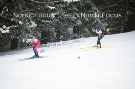 27.01.2023, Les Rousses, France (FRA): Delphine Claudel (FRA), Anna Comarella (ITA), (l-r)  - FIS world cup cross-country, 10km, Les Rousses (FRA). www.nordicfocus.com. © Thibaut/NordicFocus. Every downloaded picture is fee-liable.