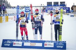 27.01.2023, Les Rousses, France (FRA): Sjur Roethe (NOR), Harald Oestberg Amundsen (NOR), William Poromaa (SWE), (l-r) - FIS world cup cross-country, 10km, Les Rousses (FRA). www.nordicfocus.com. © Thibaut/NordicFocus. Every downloaded picture is fee-liable.