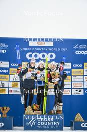 27.01.2023, Les Rousses, France (FRA): Delphine Claudel (FRA), Ebba Andersson (SWE), Jessie Diggins (USA), (l-r) - FIS world cup cross-country, 10km, Les Rousses (FRA). www.nordicfocus.com. © Authamayou/NordicFocus. Every downloaded picture is fee-liable.