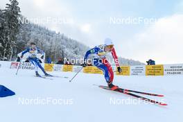 27.01.2023, Les Rousses, France (FRA): Remi Lindholm (FIN), Arnaud Chautemps (FRA), (l-r)  - FIS world cup cross-country, 10km, Les Rousses (FRA). www.nordicfocus.com. © Authamayou/NordicFocus. Every downloaded picture is fee-liable.