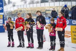 27.01.2023, Les Rousses, France (FRA):  Feature: Children at the flower ceremony, Le Gruyere - FIS world cup cross-country, 10km, Les Rousses (FRA). www.nordicfocus.com. © Thibaut/NordicFocus. Every downloaded picture is fee-liable.