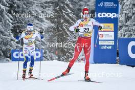 27.01.2023, Les Rousses, France (FRA): Viktor Braennmark (SWE), Cyril Faehndrich (SUI), (l-r)  - FIS world cup cross-country, 10km, Les Rousses (FRA). www.nordicfocus.com. © Authamayou/NordicFocus. Every downloaded picture is fee-liable.
