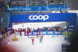 28.01.2023, Les Rousses, France (FRA): Johannes Hoesflot Klaebo (NOR), Roman Schaad (SUI), Edvin Anger (SWE), (l-r)  - FIS world cup cross-country, individual sprint, Les Rousses (FRA). www.nordicfocus.com. © Thibaut/NordicFocus. Every downloaded picture is fee-liable.