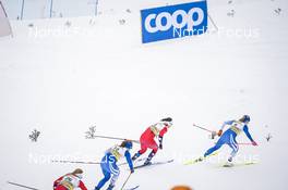 28.01.2023, Les Rousses, France (FRA): Anna Svendsen (NOR), Johanna Matintalo (FIN), Ane Appelkvist Stenseth (NOR), Jasmi Joensuu (FIN), (l-r), Coop  - FIS world cup cross-country, individual sprint, Les Rousses (FRA). www.nordicfocus.com. © Thibaut/NordicFocus. Every downloaded picture is fee-liable.