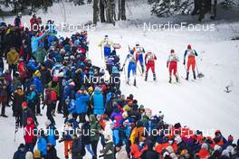 28.01.2023, Les Rousses, France (FRA): Marcus Grate (SWE), Ville Ahonen (FIN), Lucas Chanavat (FRA), Sivert Wiig (NOR), Kamil Bury (POL), Ludek Seller (CZE), (l-r)  - FIS world cup cross-country, individual sprint, Les Rousses (FRA). www.nordicfocus.com. © Thibaut/NordicFocus. Every downloaded picture is fee-liable.