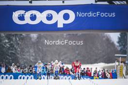 28.01.2023, Les Rousses, France (FRA): Maja Dahlqvist (SWE), Emma Ribom (SWE), Kristine Stavaas Skistad (NOR), (l-r)  - FIS world cup cross-country, individual sprint, Les Rousses (FRA). www.nordicfocus.com. © Thibaut/NordicFocus. Every downloaded picture is fee-liable.