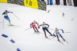 28.01.2023, Les Rousses, France (FRA): Anne Kyllonen (FIN), Anna Svendsen (NOR), Julia Kern (USA), Jonna Sundling (SWE), (l-r)  - FIS world cup cross-country, individual sprint, Les Rousses (FRA). www.nordicfocus.com. © Thibaut/NordicFocus. Every downloaded picture is fee-liable.