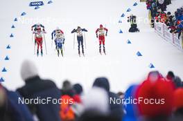 28.01.2023, Les Rousses, France (FRA): Andrew Young (GBR), Valerio Grond (SUI), Jules Chappaz (FRA), Johan Haeggstroem (SWE), Ben Ogden (USA), Haavard Solaas Taugboel (NOR), (l-r)  - FIS world cup cross-country, individual sprint, Les Rousses (FRA). www.nordicfocus.com. © Thibaut/NordicFocus. Every downloaded picture is fee-liable.