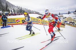 28.01.2023, Les Rousses, France (FRA): Coletta Rydzek (GER), Lotta Udnes Weng (NOR), (l-r)  - FIS world cup cross-country, individual sprint, Les Rousses (FRA). www.nordicfocus.com. © Thibaut/NordicFocus. Every downloaded picture is fee-liable.
