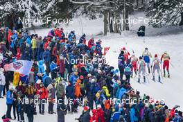28.01.2023, Les Rousses, France (FRA): Erik Valnes (NOR), Sindre Bjoernestad Skar (NOR), Roman Schaad (SUI), Edvin Anger (SWE), Erwan Kaeser (SUI), Johannes Hoesflot Klaebo (NOR), (l-r)  - FIS world cup cross-country, individual sprint, Les Rousses (FRA). www.nordicfocus.com. © Thibaut/NordicFocus. Every downloaded picture is fee-liable.