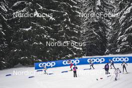 28.01.2023, Les Rousses, France (FRA): Jonna Sundling (SWE), Kristine Stavaas Skistad (NOR), Laura Gimmler (GER), Rosie Brennan (USA), Caterina Ganz (ITA), Alina Meier (SUI), (l-r)  - FIS world cup cross-country, individual sprint, Les Rousses (FRA). www.nordicfocus.com. © Thibaut/NordicFocus. Every downloaded picture is fee-liable.