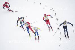 28.01.2023, Les Rousses, France (FRA): Paal Golberg (NOR), Federico Pellegrino (ITA), Lucas Chanavat (FRA), Marcus Grate (SWE), Haavard Solaas Taugboel (NOR), Ben Ogden (USA), (l-r)  - FIS world cup cross-country, individual sprint, Les Rousses (FRA). www.nordicfocus.com. © Thibaut/NordicFocus. Every downloaded picture is fee-liable.