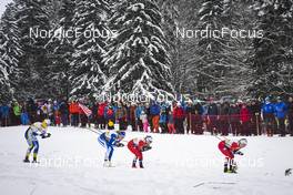 28.01.2023, Les Rousses, France (FRA): Maja Dahlqvist (SWE), Anne Kyllonen (FIN), Lotta Udnes Weng (NOR), Anna Svendsen (NOR), (l-r)  - FIS world cup cross-country, individual sprint, Les Rousses (FRA). www.nordicfocus.com. © Thibaut/NordicFocus. Every downloaded picture is fee-liable.