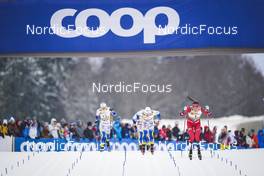 28.01.2023, Les Rousses, France (FRA): Maja Dahlqvist (SWE), Emma Ribom (SWE), Kristine Stavaas Skistad (NOR), (l-r)  - FIS world cup cross-country, individual sprint, Les Rousses (FRA). www.nordicfocus.com. © Thibaut/NordicFocus. Every downloaded picture is fee-liable.