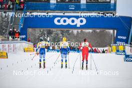 28.01.2023, Les Rousses, France (FRA): Emma Ribom (SWE), Maja Dahlqvist (SWE), Kristine Stavaas Skistad (NOR), (l-r)  - FIS world cup cross-country, individual sprint, Les Rousses (FRA). www.nordicfocus.com. © Authamayou/NordicFocus. Every downloaded picture is fee-liable.