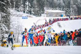 28.01.2023, Les Rousses, France (FRA): Melissa Gal (FRA), Kerttu Niskanen (FIN), Lotta Udnes Weng (NOR), Maja Dahlqvist (SWE), (l-r)  - FIS world cup cross-country, individual sprint, Les Rousses (FRA). www.nordicfocus.com. © Authamayou/NordicFocus. Every downloaded picture is fee-liable.