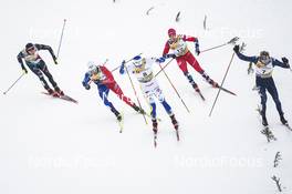 28.01.2023, Les Rousses, France (FRA): Federico Pellegrino (ITA), Lucas Chanavat (FRA), Marcus Grate (SWE), Haavard Solaas Taugboel (NOR), Ben Ogden (USA), (l-r)  - FIS world cup cross-country, individual sprint, Les Rousses (FRA). www.nordicfocus.com. © Thibaut/NordicFocus. Every downloaded picture is fee-liable.