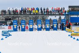 28.01.2023, Les Rousses, France (FRA): Hailey Swirbul (USA), Kristine Stavaas Skistad (NOR), Emma Ribom (SWE), Johanna Hagstroem (SWE), Laura Gimmler (GER), Linn Svahn (SWE) - FIS world cup cross-country, individual sprint, Les Rousses (FRA). www.nordicfocus.com. © Authamayou/NordicFocus. Every downloaded picture is fee-liable.