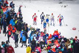 28.01.2023, Les Rousses, France (FRA): Haavard Solaas Taugboel (NOR), Ben Ogden (USA), Andrew Young (GBR), Johan Haeggstroem (SWE), Valerio Grond (SUI), Jules Chappaz (FRA), (l-r)  - FIS world cup cross-country, individual sprint, Les Rousses (FRA). www.nordicfocus.com. © Thibaut/NordicFocus. Every downloaded picture is fee-liable.