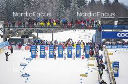 28.01.2023, Les Rousses, France (FRA): Lea Fischer (SUI), Katri Lylynpera (FIN), Hailey Swirbul (USA), Emma Ribom (SWE), Linn Svahn (SWE), Maria Hartz Melling (NOR), (l-r)  - FIS world cup cross-country, individual sprint, Les Rousses (FRA). www.nordicfocus.com. © Thibaut/NordicFocus. Every downloaded picture is fee-liable.