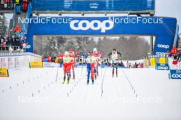 28.01.2023, Les Rousses, France (FRA): Johannes Hoesflot Klaebo (NOR), Richard Jouve (FRA), (l-r)  - FIS world cup cross-country, individual sprint, Les Rousses (FRA). www.nordicfocus.com. © Authamayou/NordicFocus. Every downloaded picture is fee-liable.