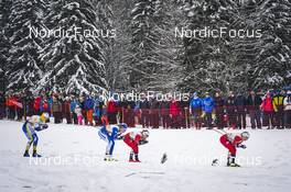 28.01.2023, Les Rousses, France (FRA): Maja Dahlqvist (SWE), Anne Kyllonen (FIN), Lotta Udnes Weng (NOR), Anna Svendsen (NOR), (l-r)  - FIS world cup cross-country, individual sprint, Les Rousses (FRA). www.nordicfocus.com. © Thibaut/NordicFocus. Every downloaded picture is fee-liable.