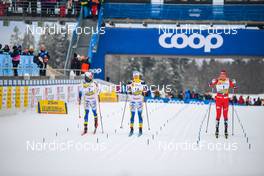 28.01.2023, Les Rousses, France (FRA): Emma Ribom (SWE), Maja Dahlqvist (SWE), Kristine Stavaas Skistad (NOR), (l-r)  - FIS world cup cross-country, individual sprint, Les Rousses (FRA). www.nordicfocus.com. © Authamayou/NordicFocus. Every downloaded picture is fee-liable.