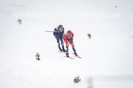 28.01.2023, Les Rousses, France (FRA): Ben Ogden (USA), Haavard Solaas Taugboel (NOR), (l-r)  - FIS world cup cross-country, individual sprint, Les Rousses (FRA). www.nordicfocus.com. © Thibaut/NordicFocus. Every downloaded picture is fee-liable.