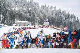 28.01.2023, Les Rousses, France (FRA): Katri Lylynpera (FIN), Linn Svahn (SWE), Hailey Swirbul (USA), Anne Kyllonen (FIN), (l-r)  - FIS world cup cross-country, individual sprint, Les Rousses (FRA). www.nordicfocus.com. © Authamayou/NordicFocus. Every downloaded picture is fee-liable.