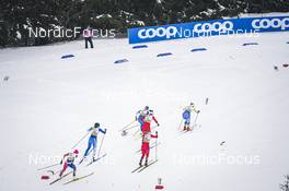 28.01.2023, Les Rousses, France (FRA): Lena Quintin (FRA), Johanna Matintalo (FIN), Jasmi Joensuu (FIN), Ane Appelkvist Stenseth (NOR), Anna Svendsen (NOR), Johanna Hagstroem (SWE), (l-r), Coop - FIS world cup cross-country, individual sprint, Les Rousses (FRA). www.nordicfocus.com. © Thibaut/NordicFocus. Every downloaded picture is fee-liable.